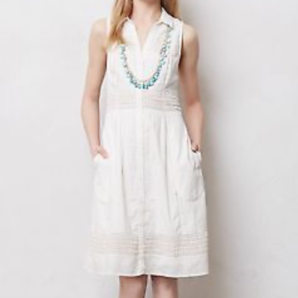 Sleeveless White Button-Front Midi Dress by Nixon
